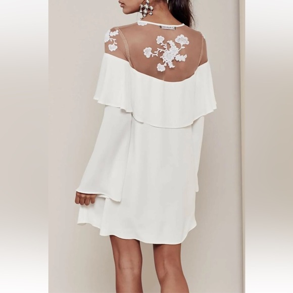 For Love & Lemons White Ruffle Mini Dress Elenora - Picture 3 of 4